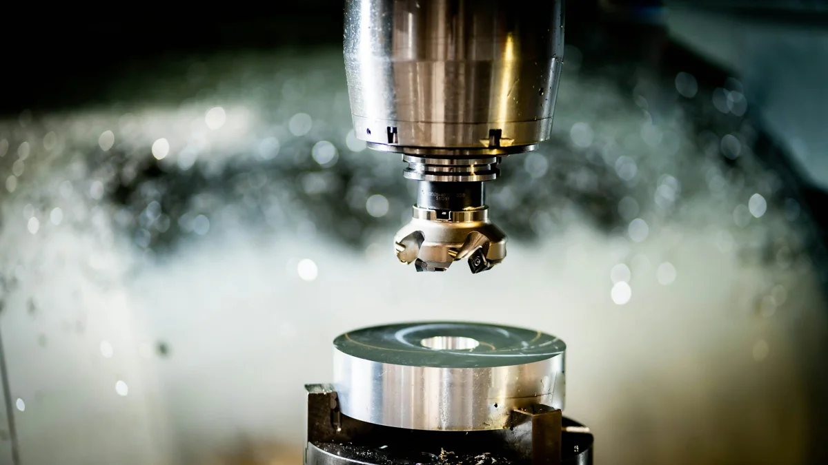 Precision milling equipment in a machine shop